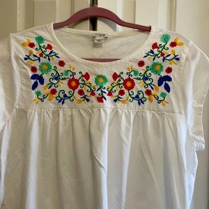 J Crew Embroidered Boho top L